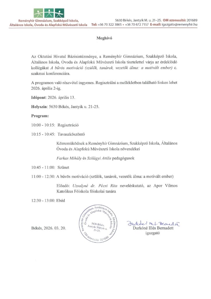 Meghívó szakmai konferenciára 1