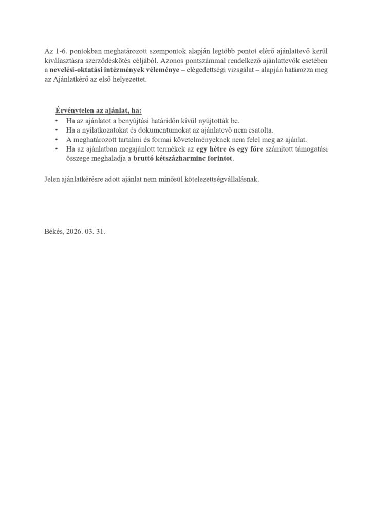 Iskolagyümölcs ajánlattételi felhívás - 2026/2027. 5